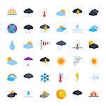 Weather icons set. Flat vector related icons set for web and mobile applications. It can be used as - logo, pictogram, icon, infographic element. Vector Illustration.