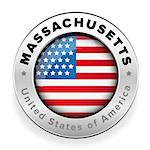 Massachusetts Usa flag badge button vector