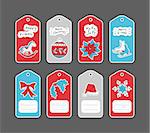 Christmas gift tags set with hand drawn doodles stickers. Vector hand drawn illustration set. place for caption