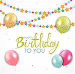 Abstract Happy Birthday Balloon Background Card Template Vector Illustration EPS10