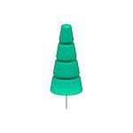 Cyan push pin in shape of tree on white background