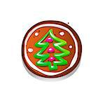 Cute gingerbread cookies for christmas with a Christmas tree. Isolated on white background. Vector illustration.