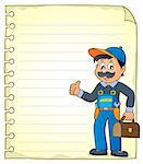 Notepad page with plumber - eps10 vector illustration.