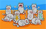 Cartoon Illustration of Funny Cats or Kittens Animal Characters