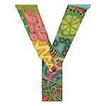 Hand-painted art design. Letter Y zentangle object.
