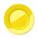 Empty yellow ceramic round plate isolated on white background