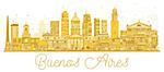 Buenos Aires Argentina skyline golden silhouette. Vector illustration. Business travel concept. Cityscape with landmarks.