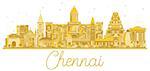 Chennai India City skyline golden silhouette. Vector illustration. Simple flat concept for tourism presentation, banner, placard or web site. Business travel concept.