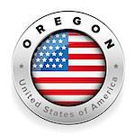 Oregon Usa flag badge button vector