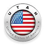 Utah Usa flag badge button vector