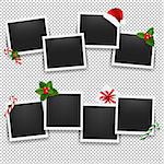 Christmas Photo Frame Set With Gradient Mesh, Vector Illustration