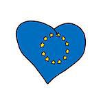 European Union heart, symbol of a United Europe. Comic cartoon style pop art illustration vector retro