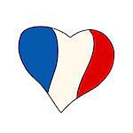 France heart, Patriotic symbol. Comic cartoon style pop art illustration vector retro