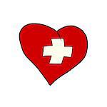 Switzerland heart, Patriotic symbol. Comic cartoon style pop art illustration vector retro