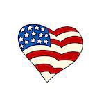 USA heart Patriotic symbol. Comic cartoon style pop art illustration vector retro