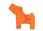 Orange dog of origami, isolated on white background