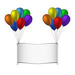 Colorfull balloons and banner on white background. Vector illustration