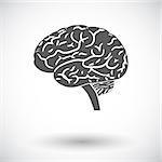 Human brain. Single flat icon on white background. Vector illustration.