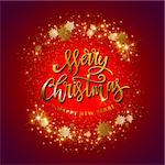 Illustartion of Gold glittering star dust circle with merry christmas and happy new year lettering