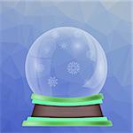 Empty Snow Globe Isolated on Blue Polygonal Background