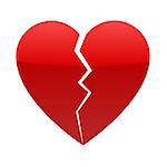 Red broken heart. Flat icon for apps and websites. Vector illustration.