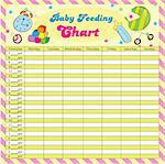 Baby feeding schedule - baby chart for moms - colorful vector illustration
