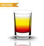 Realistic  shots cocktails. 3d Shot with drinks for bars, restaurans collection. Glass cup liqueur. Isolated on white background. Vector illustration