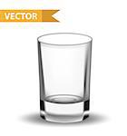 Realistic empty glass. 3d Shot  for restaurans, bars collection. Glassware for liquid. Isolated on white background. Vector illustration