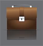 This illustration represents a brown leather briefcase, with a dark background