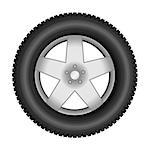 Car tire on an alloy wheel. Vector illustration