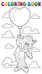 Coloring book clown with balloon - eps10 vector illustration.