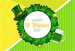 Happy Saint Patricks Day Background with Clover Leaves. Vector Illustration EPS10