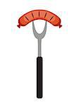 BBQ Icon with Grill Tools and Sausage. Vector Illustration EPS10