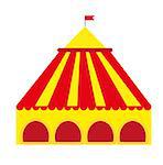 Circus pavilion, yellow tent icon flat style , isolated on white background. Vector illustration