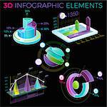 Infographic elements collection, corporate vector 3D illustration.