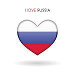 Love Russia symbol. Flag Heart Glossy icon vector illustration isolated on gray background eps10