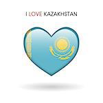 Love Kazakhstan symbol. Flag Heart Glossy icon on a white background isolated vector illustration eps10