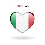 Love Italy symbol. Flag Heart Glossy icon on a white background isolated vector illustration eps10