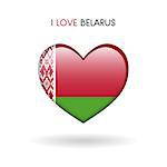 Love Belarus symbol. Flag Heart Glossy icon on a white background isolated vector illustration eps10