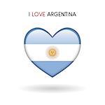 Love Argentina symbol. Flag Heart Glossy icon vector illustration isolated on gray background eps10