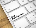 Aluminum Keyboard with Risk Management White Keypad. Business Concept with Modernized Enter White Key on the Keyboard: Risk Management. 3D Illustration.