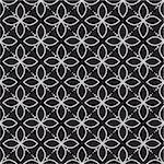 Geometry flower dark seamless vector pattern. Blue repeating background.
