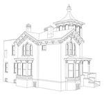 Old house in Victorian style. Illustration on white background. Species from different sides