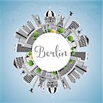 Berlin Germany City Skyline with Gray Buildings, Blue Sky and Copy Space. Vector Illustration. Business Travel and Tourism Concept with Historic Architecture. Berlin Cityscape with Landmarks.