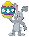 Bunny holding big Easter egg topic 1 - eps10 vector illustration.