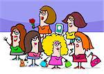 Cartoon Illustration of Comics Women People Characters Group