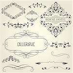 Vintage calligraphic frames with vignettes and ornamental dividers