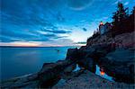 Dusk at Bass Harbor Head Lighthouse, Bass Harbor, Acadia National Park, New England, Maine, USA