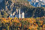 Schwangau, Bavaria, Germany, Europe. Neuschwanstein castle at sunset