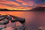 Incredible sunset of lenticular clouds on Lake Annone, Annone di brianza, Lecco province, Brianza, Lombardy, Italy, Europe